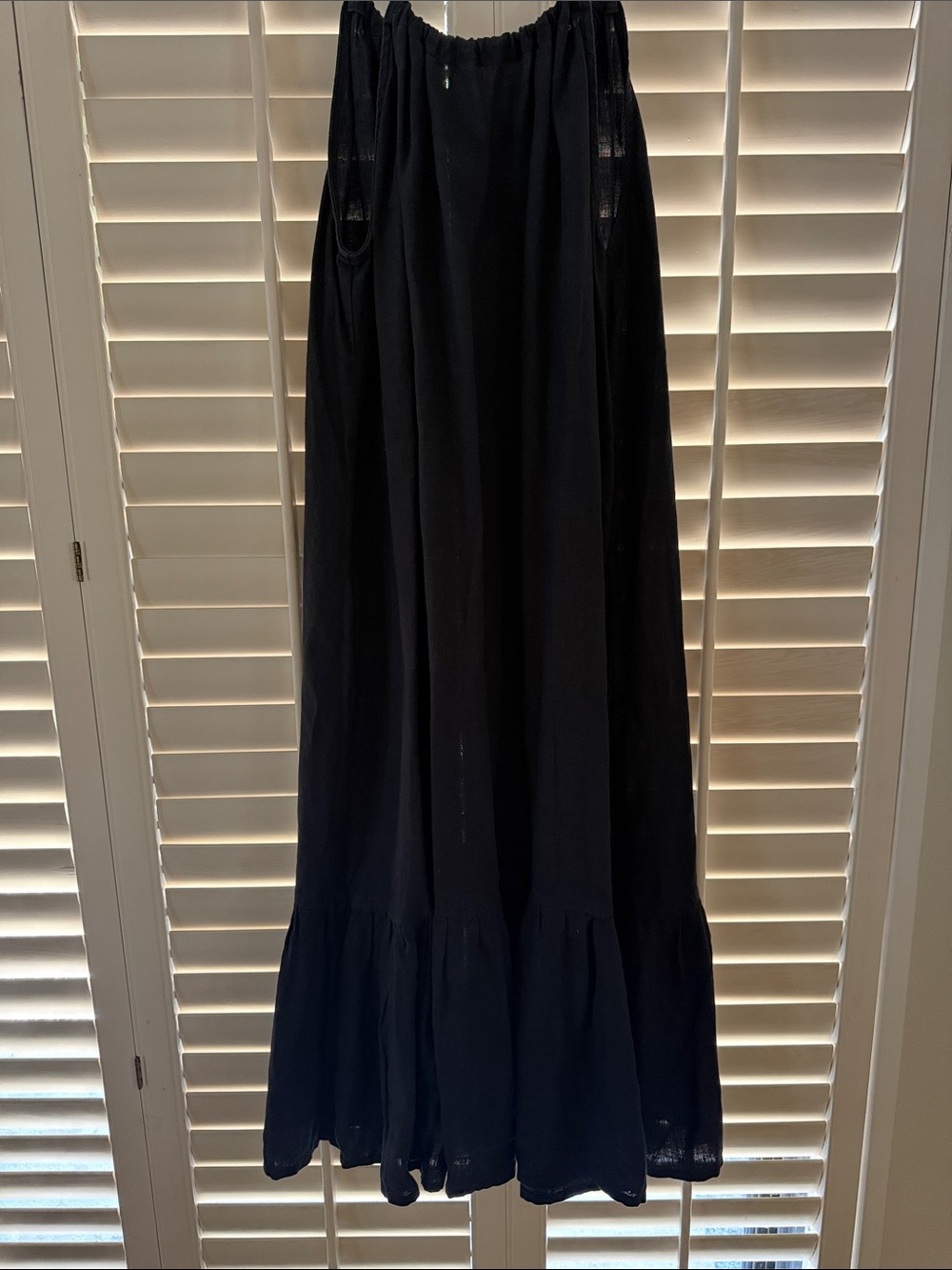 Women's black linen Maxi Sundress - Great quality. Made in Italy. - Picture 7 of 7